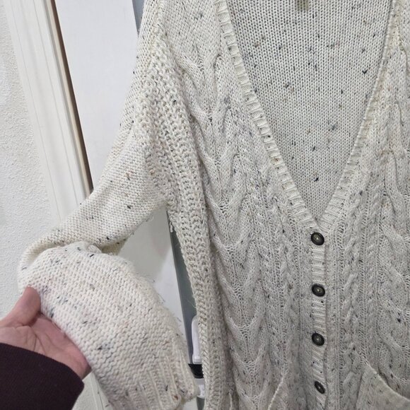 Arizona Jean Co Oversized Cable Knit Cardigan Sweater Womens L Cream - Picture 4 of 7